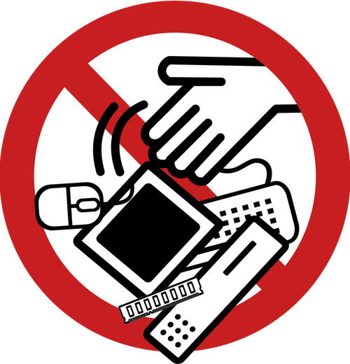 No e-waste graphic, from the Open Clip Art Library, via WikiCommons